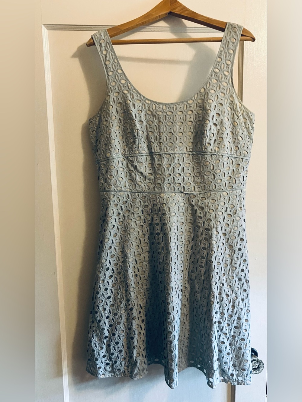 LOFT Powder Blue Eyelet Scoop-Neck Mini Dress